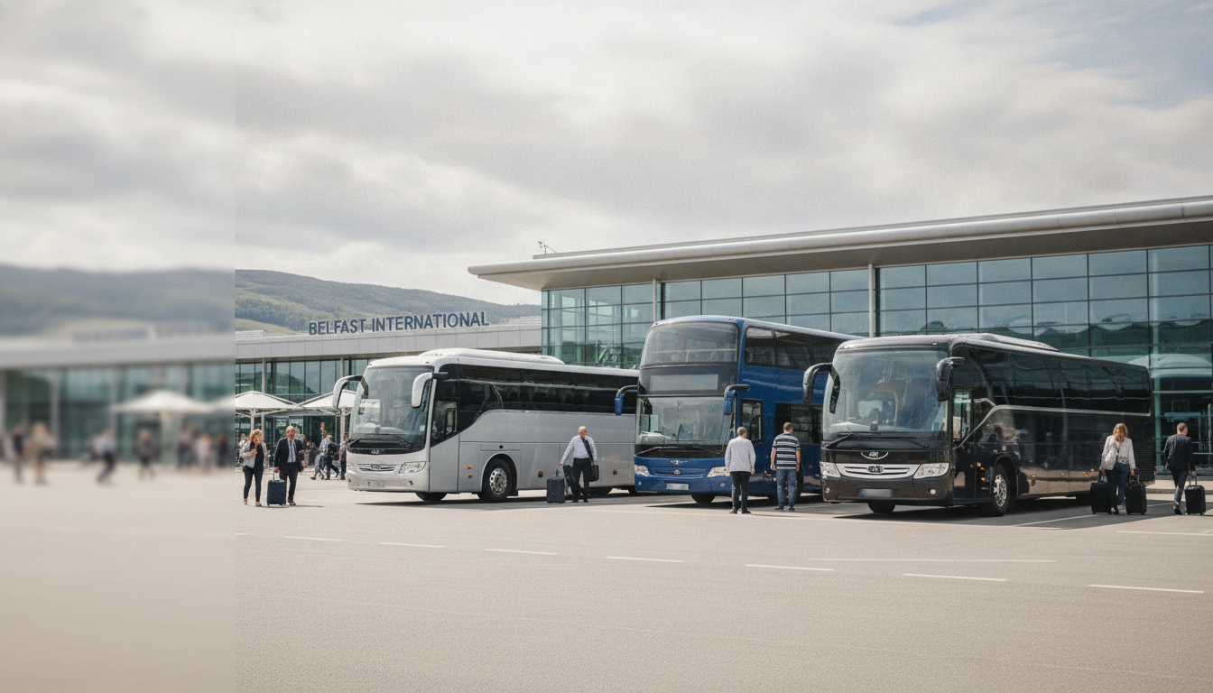 Explore Belfast & Beyond: Top Group Tour Destinations by Coach. — executive coach meeting a group at Belfast Airport